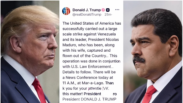 Donald Trump anunci&oacute; que Estados Unidos captur&oacute; a Nicol&aacute;s Maduro