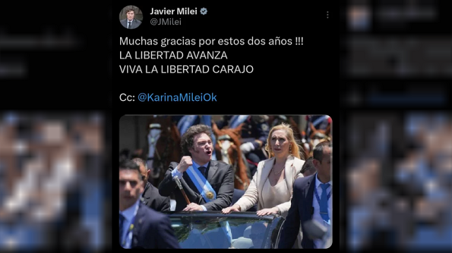 Javier Milei celebr&oacute; sus primeros dos a&ntilde;os en la Presidencia