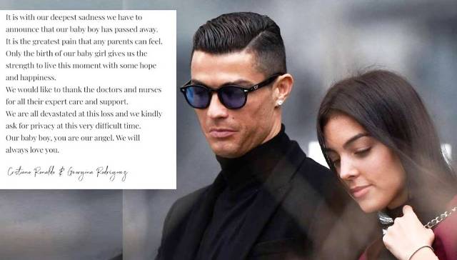 Cristiano Ronaldo y Georgina Rodríguez comunicaron la muerte de uno de sus hijos