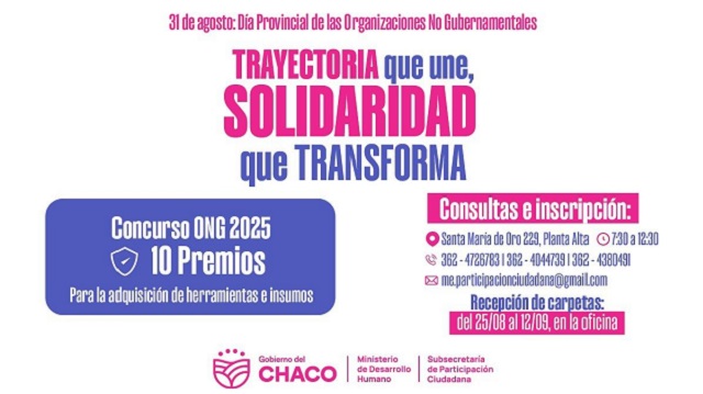 EL GOBIERNO PROVINCIAL CONVOCA AL CONCURSO PARA ELEGIR A LA ONG DESTACADA 2025