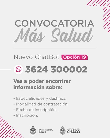 Convocatoria +Salud: Encontra toda la información en el Chat Bot Ipita