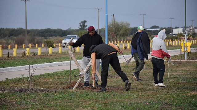 Villa Ángela: La Municipalidad avanza con forestación, iluminación y nuevos espacios deportivos en el acceso norte 