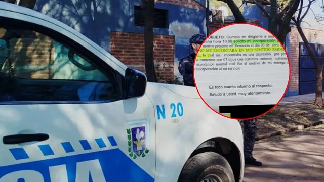 Se quej&oacute; del sueldo, renunci&oacute; a la Polic&iacute;a y a los ocho d&iacute;as pidi&oacute; volver