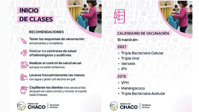 Salud acompa&ntilde;a el inicio de clases con recomendaciones para el cuidado de ni&ntilde;os y adolescentes 
